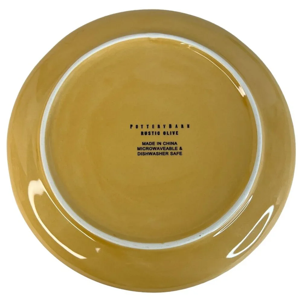 4‎ Pottery Barn Rustic Olive Salad Side Plates Complete Set Ceramic 8 Inch Cream